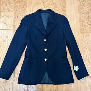 Vintage Stanley Blacker Wool Blazer Bullocks 4 Navy Blue Brass Buttons Wesley